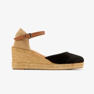 Clearance Campesina Nera con Cinturino Espadrillas