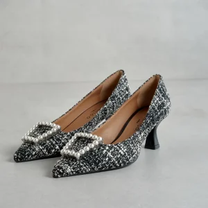 Fashion Decolleté Tweed Nero Décolleté