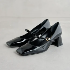 Clearance Mary Jane Nera Punta Quadrata Décolleté
