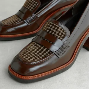 Discount Mocassino Pied de Poule Marrone Mocassini