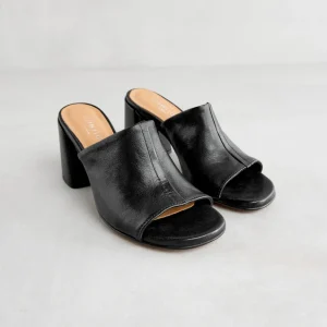 Hot Mule in Pelle Sandali Con Tacco