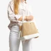 Fashion Shopper Rafia e Pelle Bianca Borse
