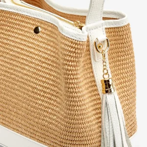 Fashion Shopper Rafia e Pelle Bianca Borse