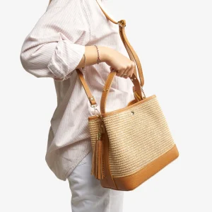 Outlet Shopper Rafia e Pelle Chiaro Borse