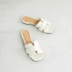 Outlet Slider Bianca Imbottita Sandali Flat
