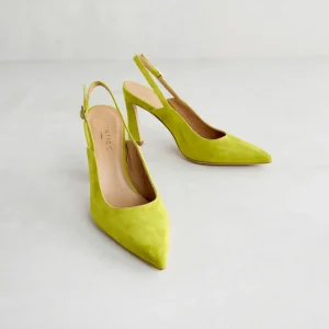 Fashion Slingback Camoscio Lime Décolleté