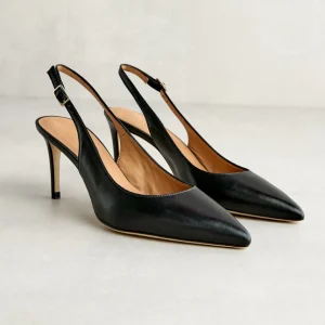 Fashion Slingback Nera a Punta Décolleté