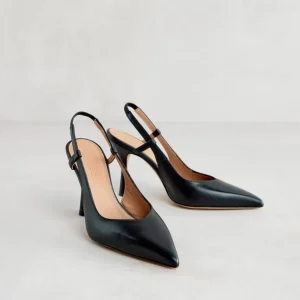 Fashion Slingback Nera a Punta Décolleté