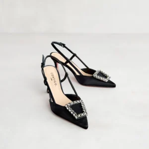 Best Slingback Nera in Raso Décolleté
