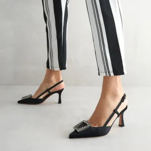 Best Slingback Nera in Raso Décolleté