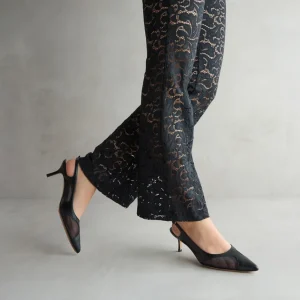 Discount Slingback Nera in Rete Décolleté