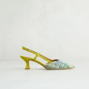 Fashion Slingback Tela Lime Décolleté