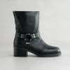 Fashion Stivaletti Biker in Pelle Nera Stivaletti Con Tacco