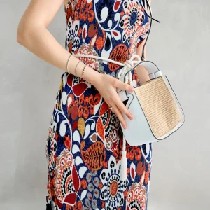 Hot V-Bag Bianca in Rafia Borse